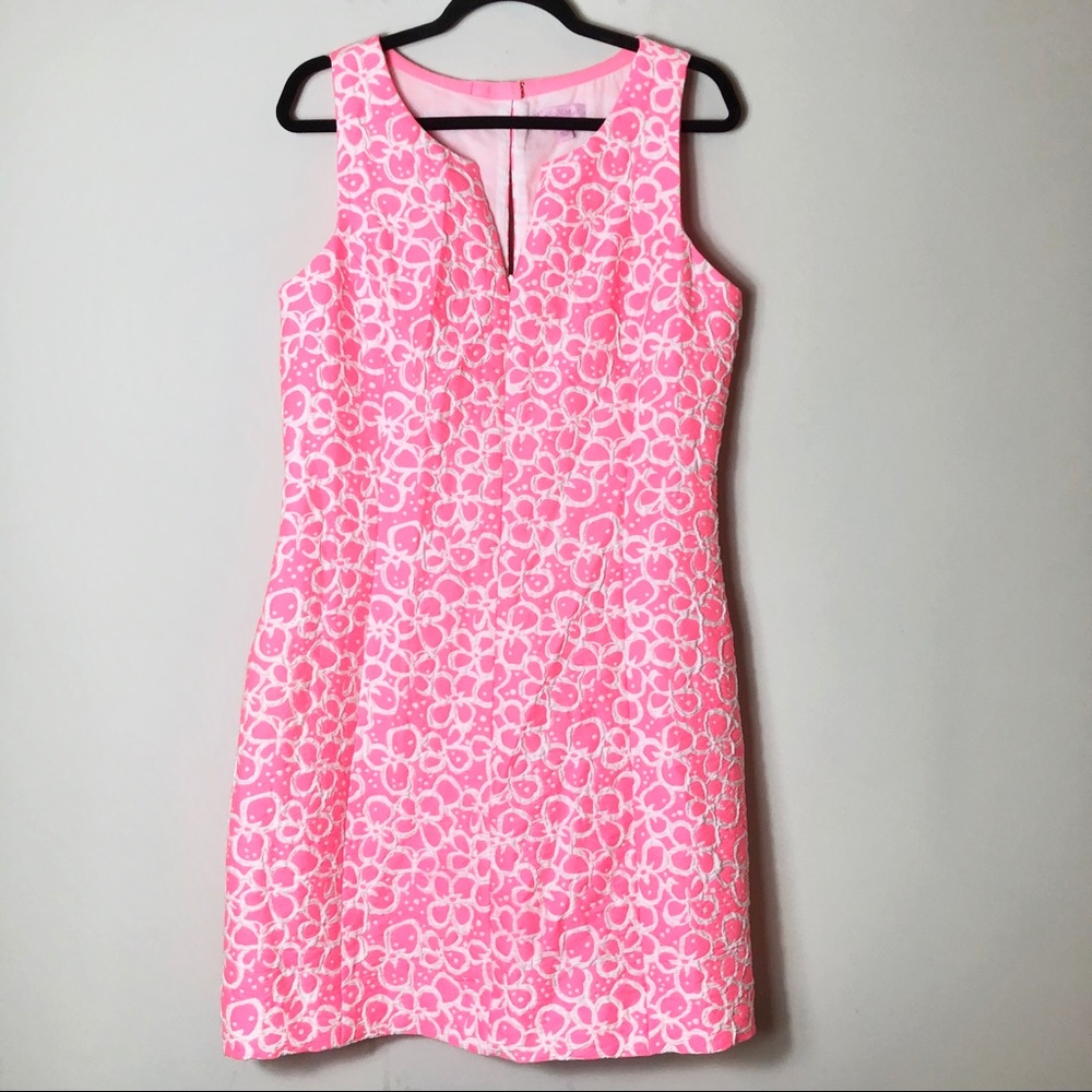 Lilly Pulitzer SZ 12 Hot Pink Printed Sheath Dress